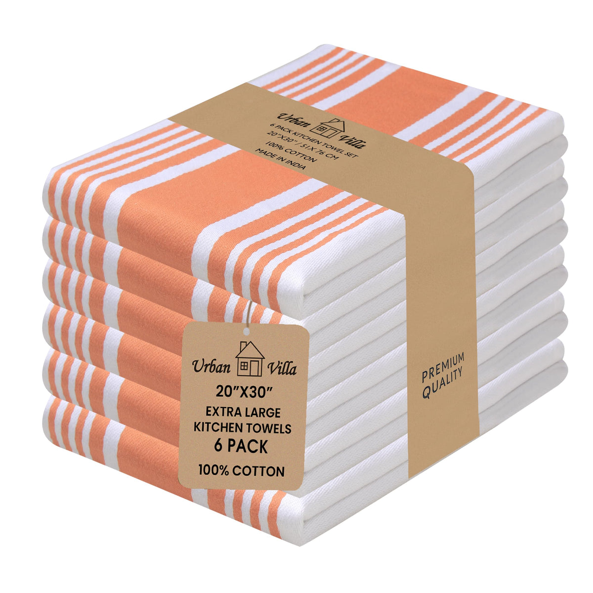 Urban Villa Kitchen Towels Cotton Dish Towels 12”x12” (Set of 8) Grey White