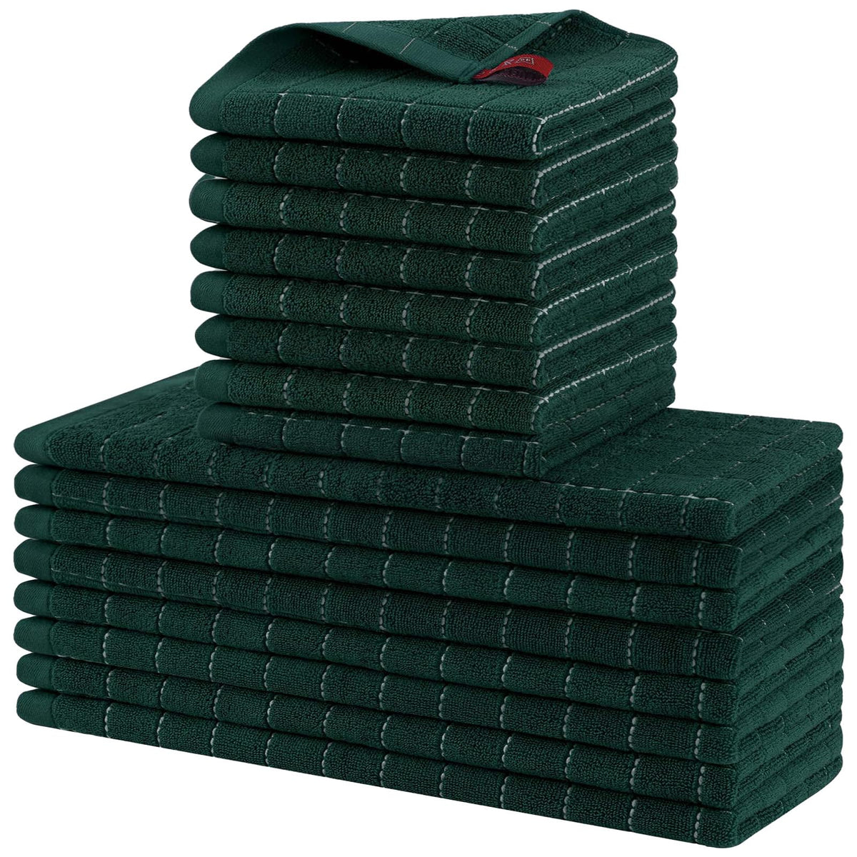 Homaxy Cotton Terry Kitchen Towels and Dishcloths Set of 8, Black