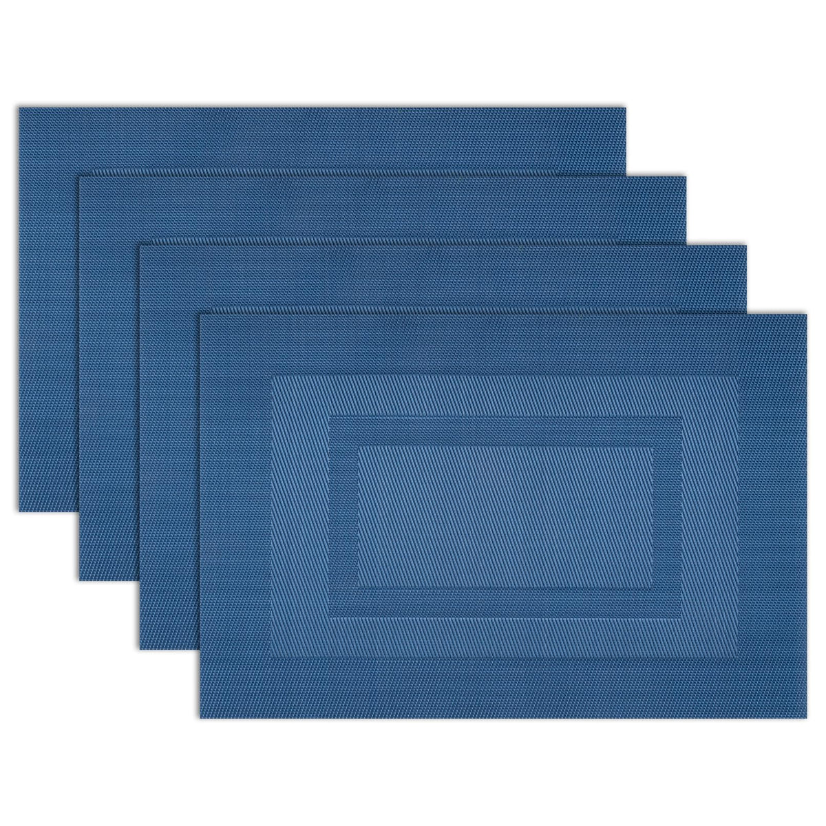Winknowl Placemats Set of 8, Heat Resistant Non-Slip Vinyl Woven Table Mats for Dining Table, Washable Durable Elegant Place Mats for Kitchen Indoor/Outdoor Use (Beige Blue)