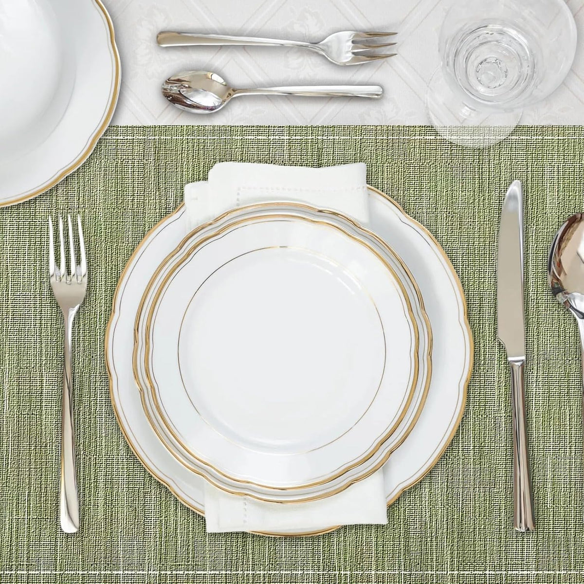 Niviy Placemats, Placemats Set of 4 Washable Place Mats, Green 12" x 18"