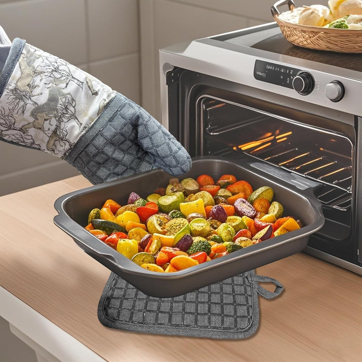 Silicone Printing Oven Mitts Heat Resistant to 500 Degree