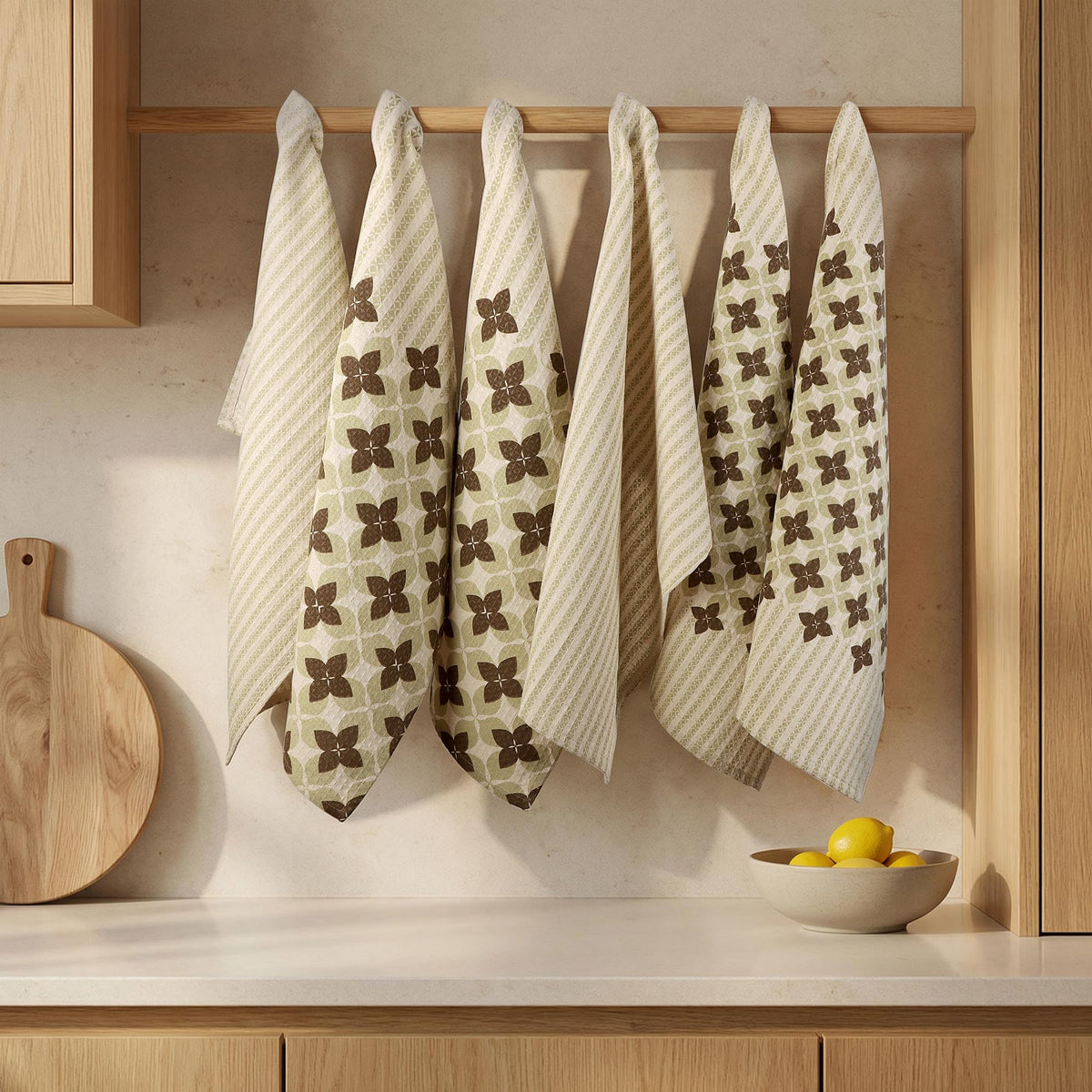 FINGERCRAFT Kitchen Towels 100% Cotton Set of 6 Tea Towel, Toile Blue