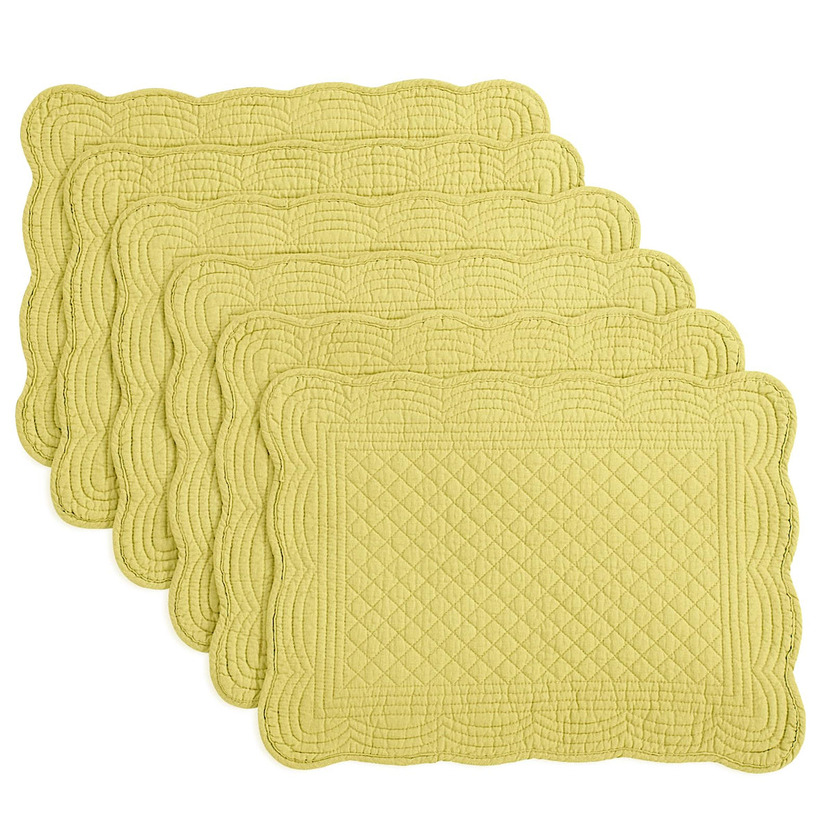 HOMBYS Quilted Placemats Set of 6 Washable-13x18 inches Rectangular Placemats for Kitchen Table-100% Cotton Fabric Rectangular Table Mats, (Light Blue)