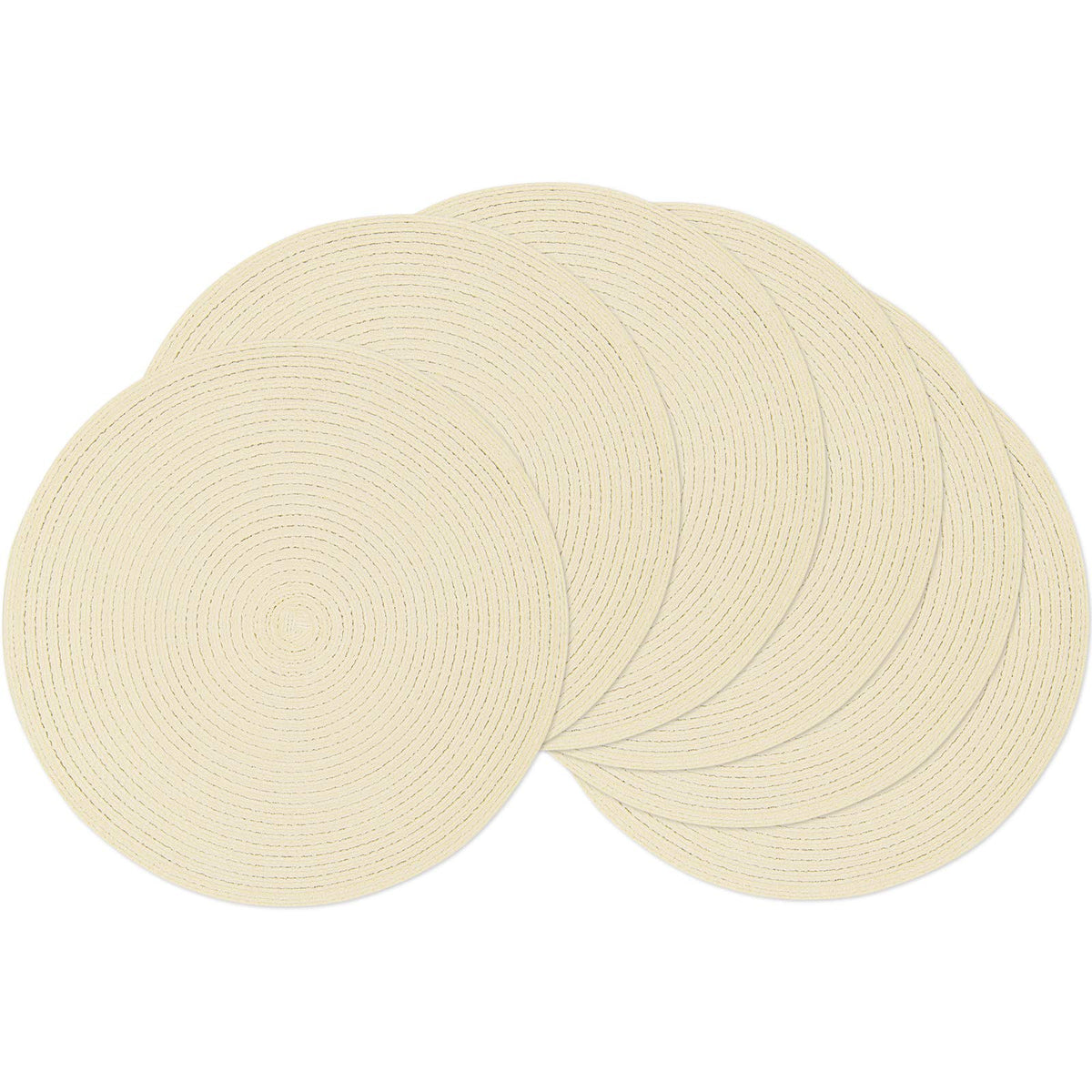 SHACOS Round Braided Placemats Set of 4 Washable Place Mats for Dining Tables 15 inch Non Slip Kitchen Table Mats (Beige, 4)