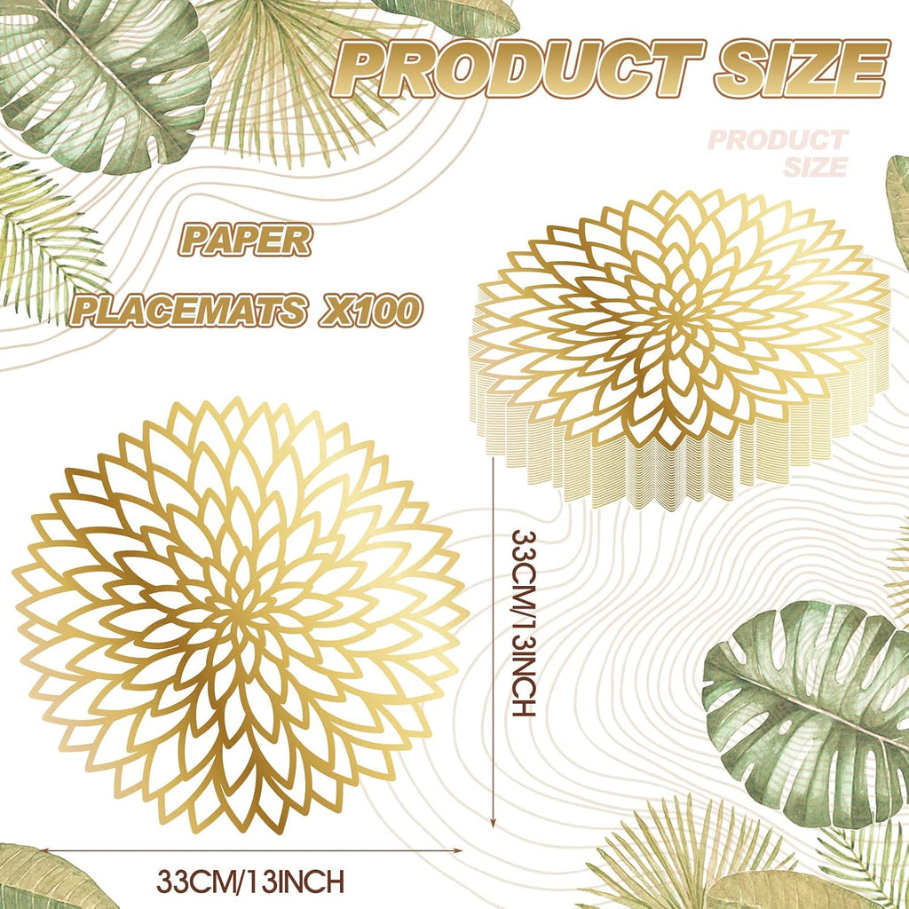 Sinmoe 100 Pcs Disposable Paper Placemats Bulk,Gold,Gradient