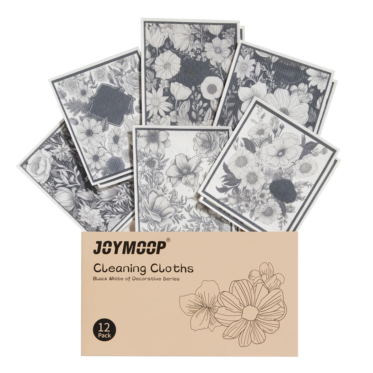 JOYMOOP 12 Pack Decorate Cleaning Cloth (Quiet Luxury of Decorative Series), Reusable Absorbent Dish Towels, Non-Scratch Washable Rags for Cookware, Kitchen and Household Cleaning - 6.7×7.9 inch