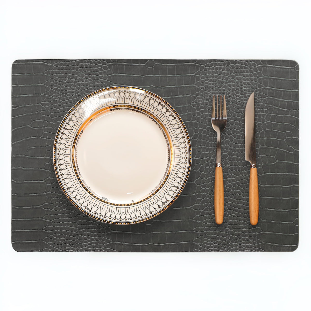 Set of 4 Faux Leather Placemats, PU Table Mats, Waterproof, Stain Resistant, Heat Resistant, Easy to Clean for Kitchen Dining Table,Conference Table