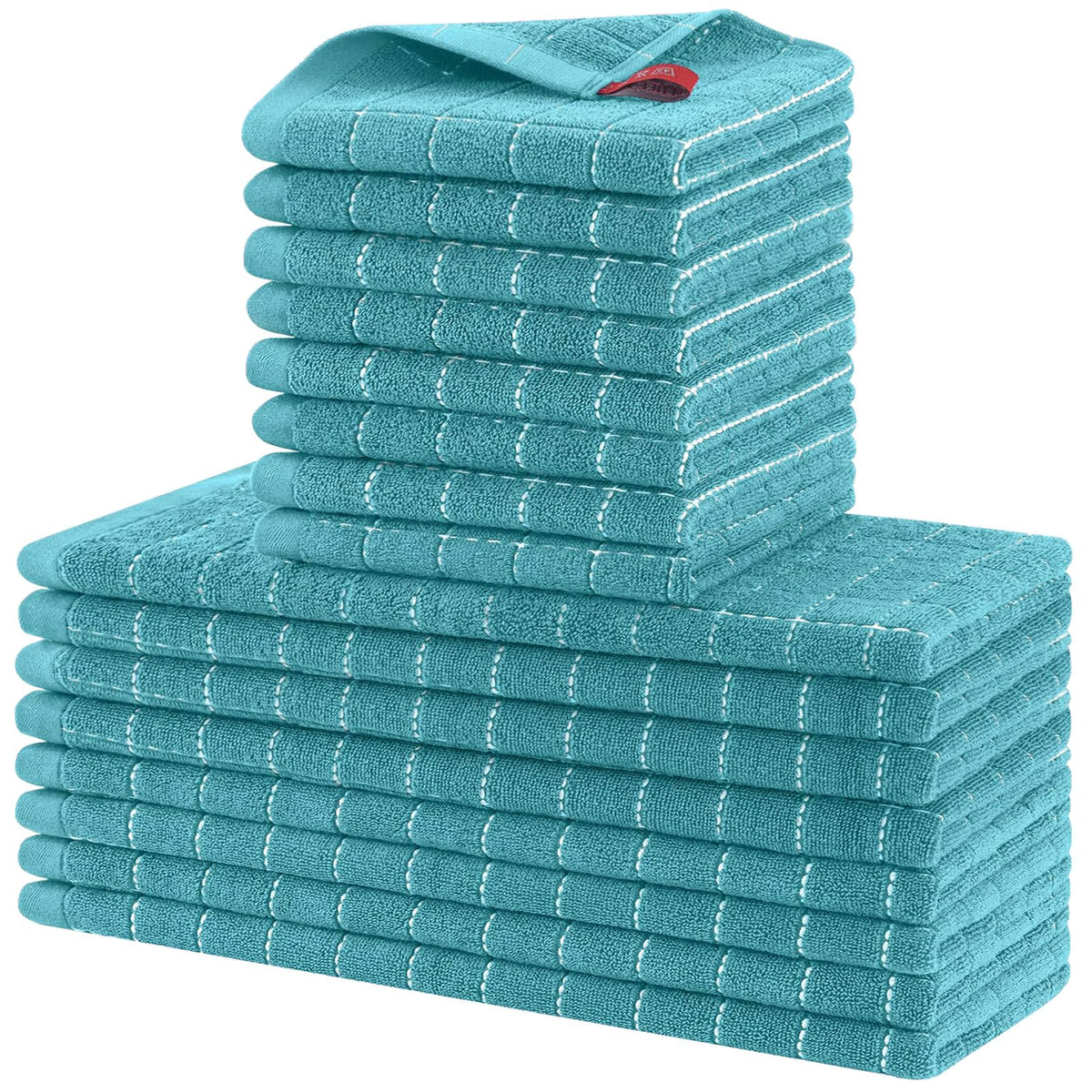 Homaxy Cotton Terry Kitchen Towels and Dishcloths Set of 8, Black