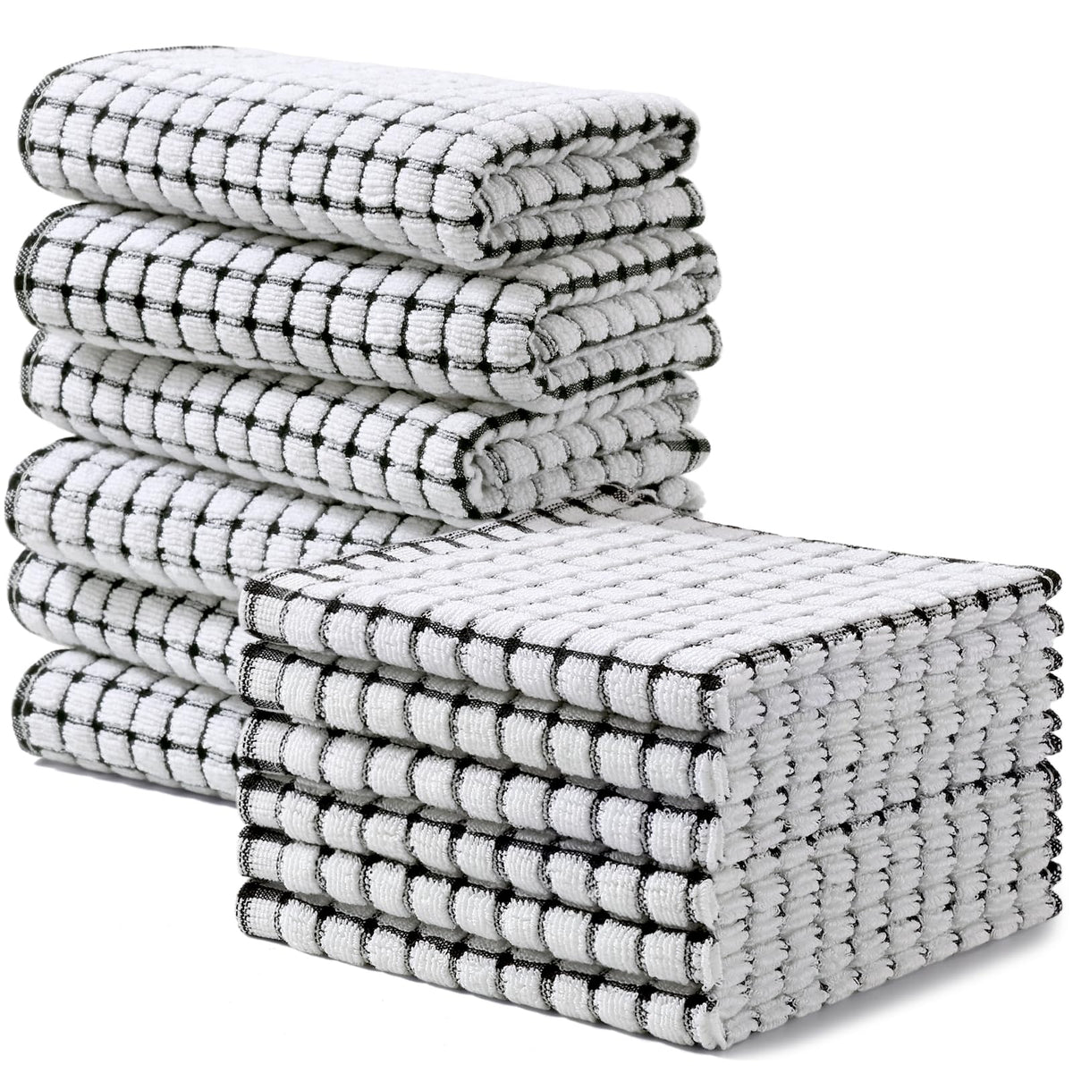 Homaxy Cotton Terry Kitchen Towels and Dishcloths Set of 8, Mixed Color