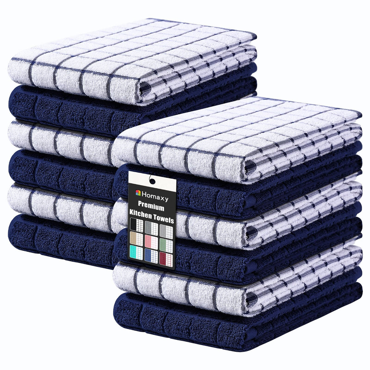 Homaxy Large Premium Cotton Kitchen Towels 16"x 28", 6 Pack, Grey