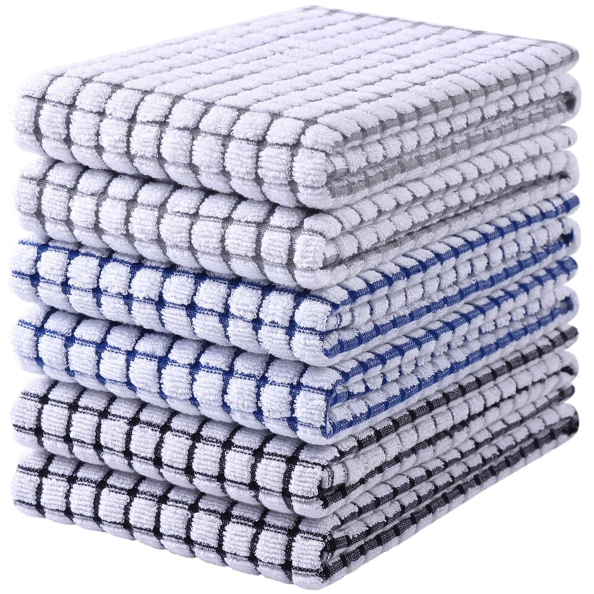 Mordimy Cotton 6 Pack Terry Kitchen Towels, 16 x 25 Inches