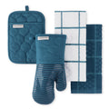 KITCHENAID Quilted Cotton Terry Cloth Oven Mitt, Pot Holder, Kitchen Towel 4-Pack Set, Heat Resistant, Silicone Grip, 16"x26", 7"x13" & 7"x10", Milkshake Tan