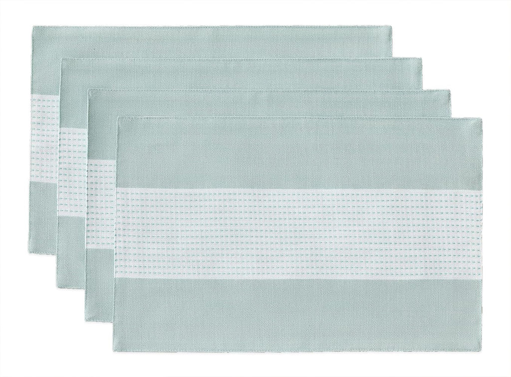 Wracra Linen Placemats, 12 x 18 Inch Set of 4 Placemats, Farmhouse Macrame Place Mats for Kitchen Table and Heat Resistant-Hemstitch Light Coffee 4PCS