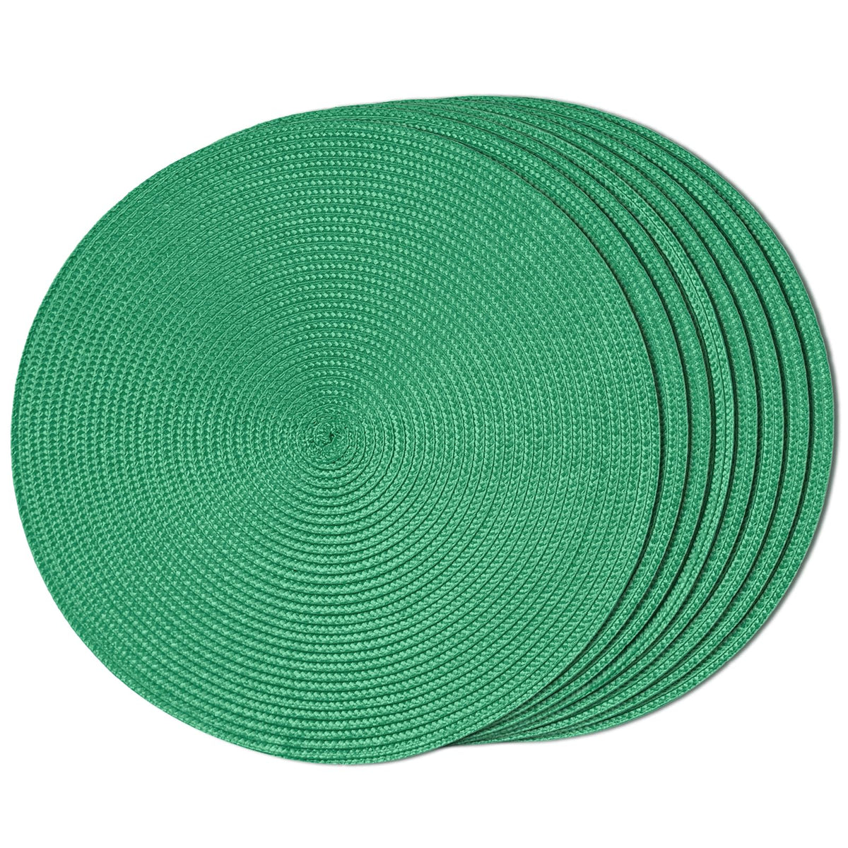 FunWheat Round Braided Placemats Set of 6 Table Mats for Dining Tables Woven Washable Non-Slip Place mats 15 in(Blue, 6pcs)