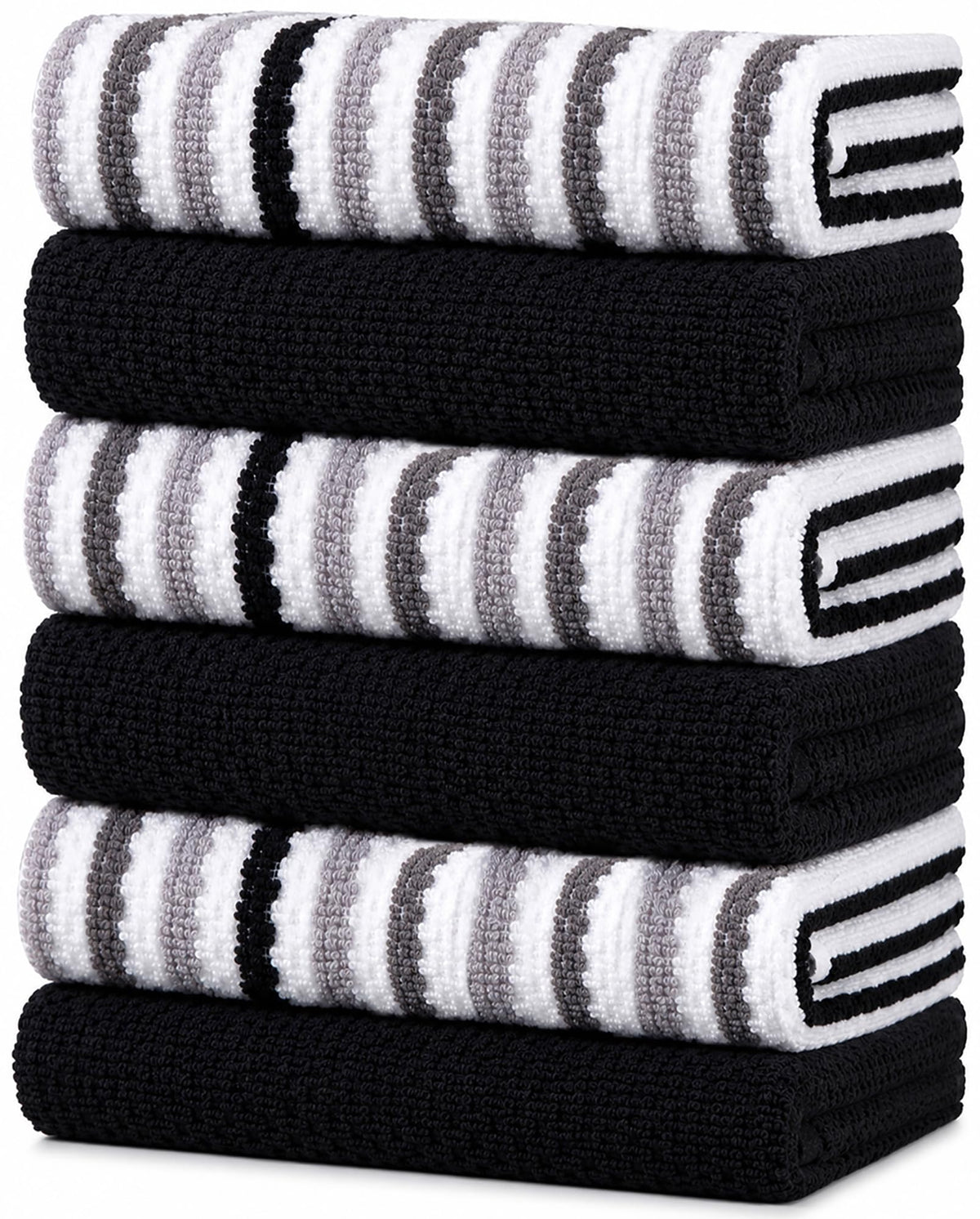 Bumble Kitchen Towels 6 Pack 100% Cotton 16"x26" - Tan Wide Stripe