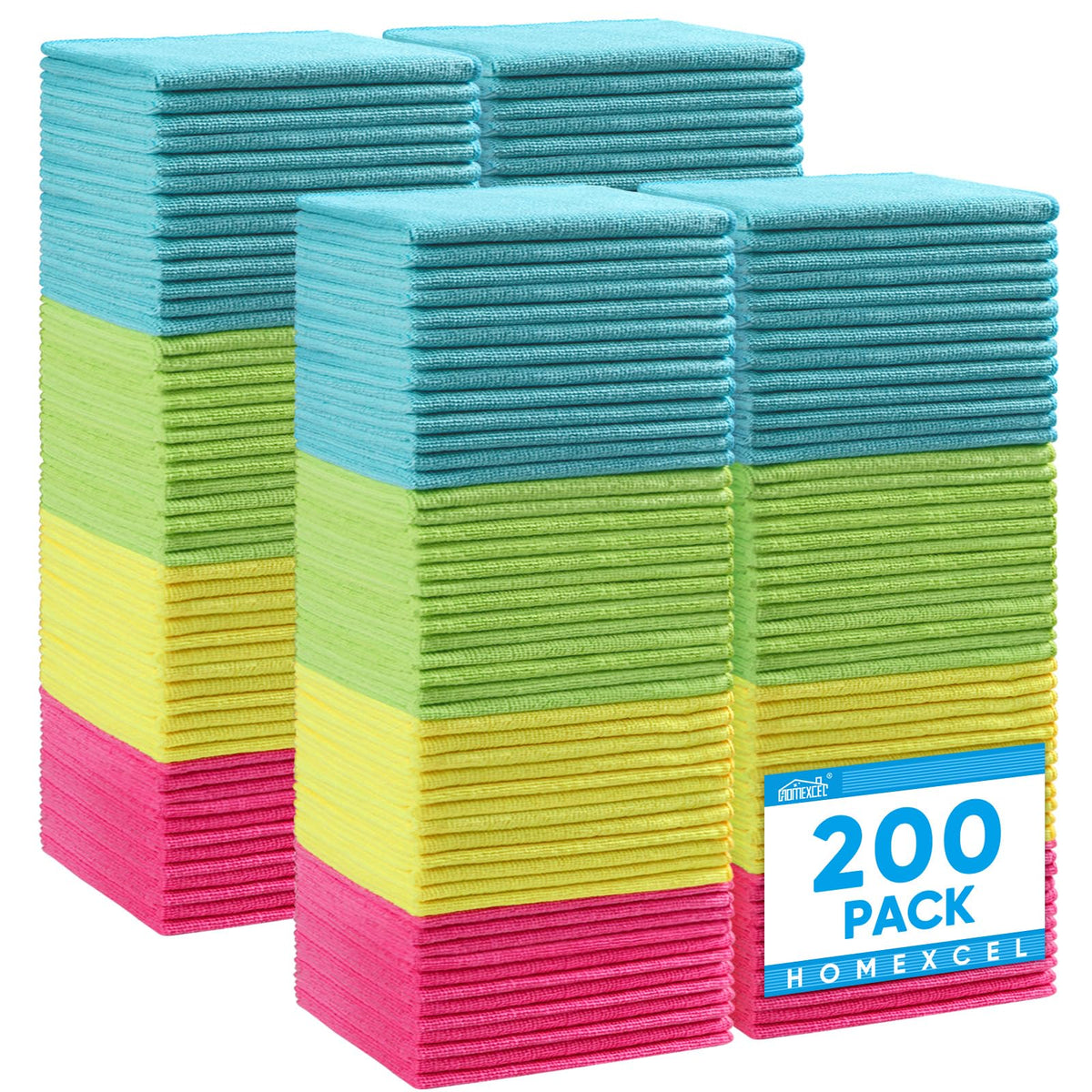 HOMEXCEL Microfiber Cleaning Cloth, Kitchen Towels 12 Pack, Lint Free, Scratch-Free, Highly Absorbent, Reusable Dish Towels for Kitchen and Household