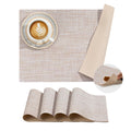 BACKTOEDEN Leakproof Placemats Set of 6, 2-Layer Waterproof placemat for No More Stains, Heat-Resistant Easy Clean Vinyl Table Place Mats for Kitchen Dining Indoor Outdoor, Beige