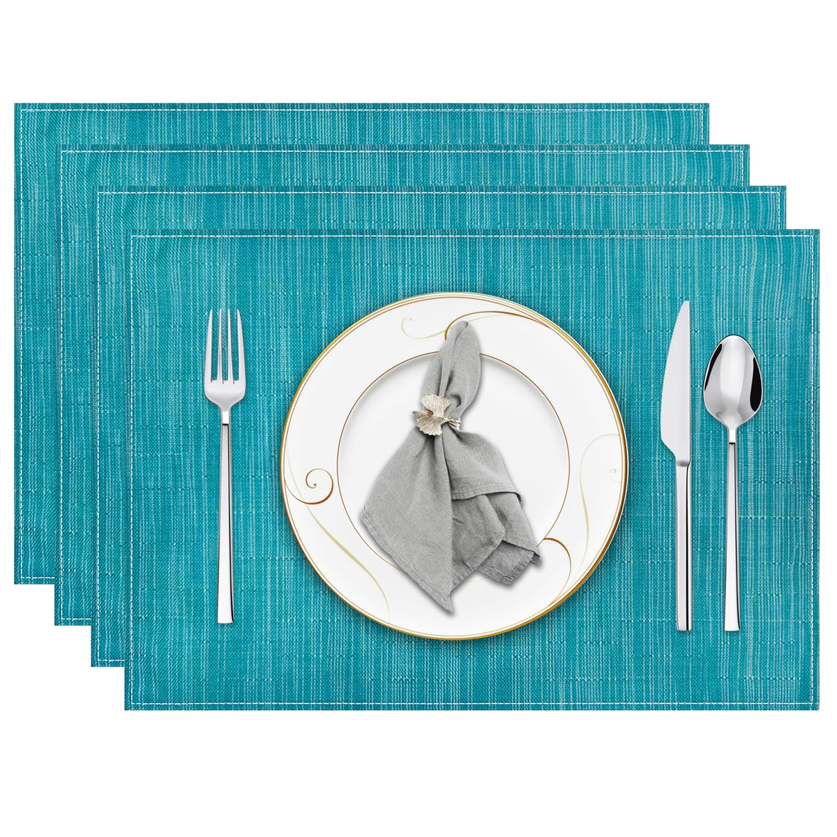 Niviy Placemats, Placemats Set of 4 Washable Place Mats, Green 12" x 18"