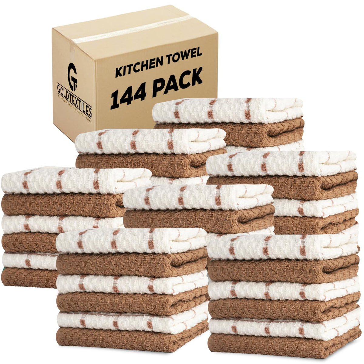 GOLD TEXTILES Kitchen Towels 12 Pack, Waffle Weave Cotton, 15x25in (Grey)