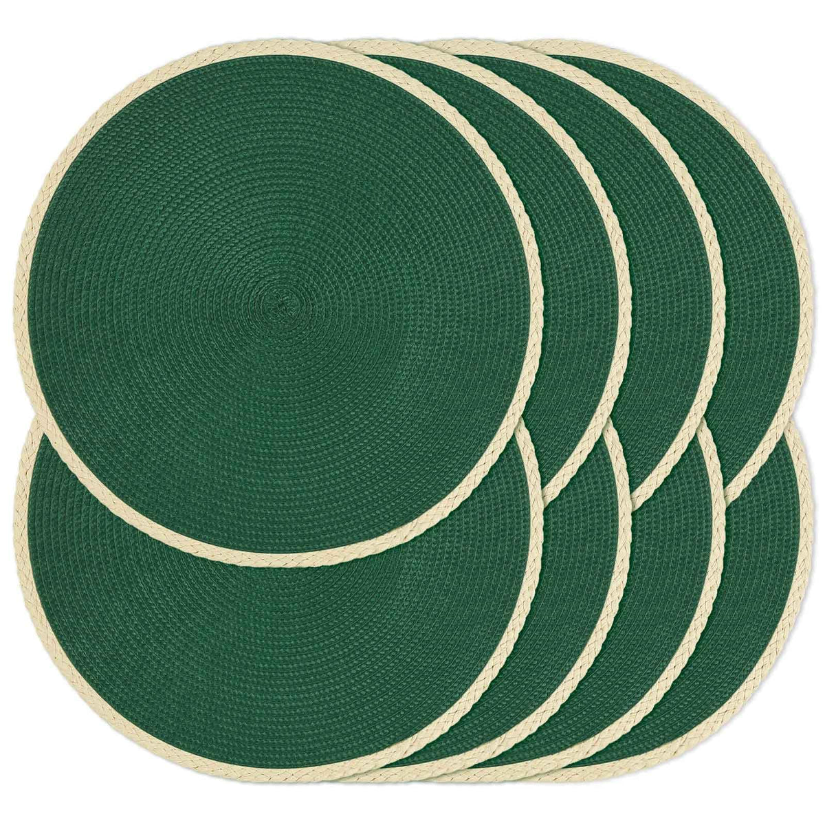 Round Placemats Set of 4, Woven Table Mats, Thin Edge, Black