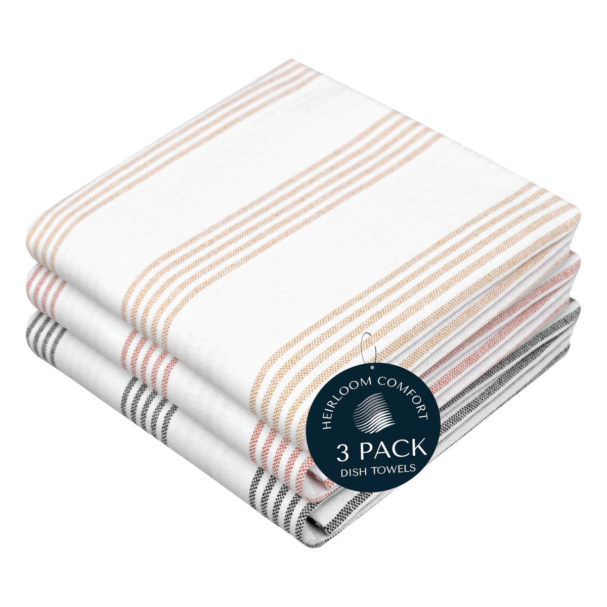 Rust Stripe Dish Towels, 5 Pack, 100% Cotton, Super Absorbent and Quick Dry, Multi Pin Striped Kitchen Towel Set, Durable Wash Cloths for Kitchen Use, Cleaning & Drying Dishes