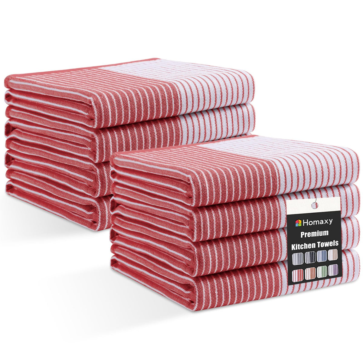 Homaxy Premium 100% Cotton Kitchen Towels 18"x28", 6 Pack, Khaki