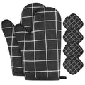 AUAUY Oven Mitts and Pot Holders 6PCS Set, 392°F Heat Resistant BBQ Gloves