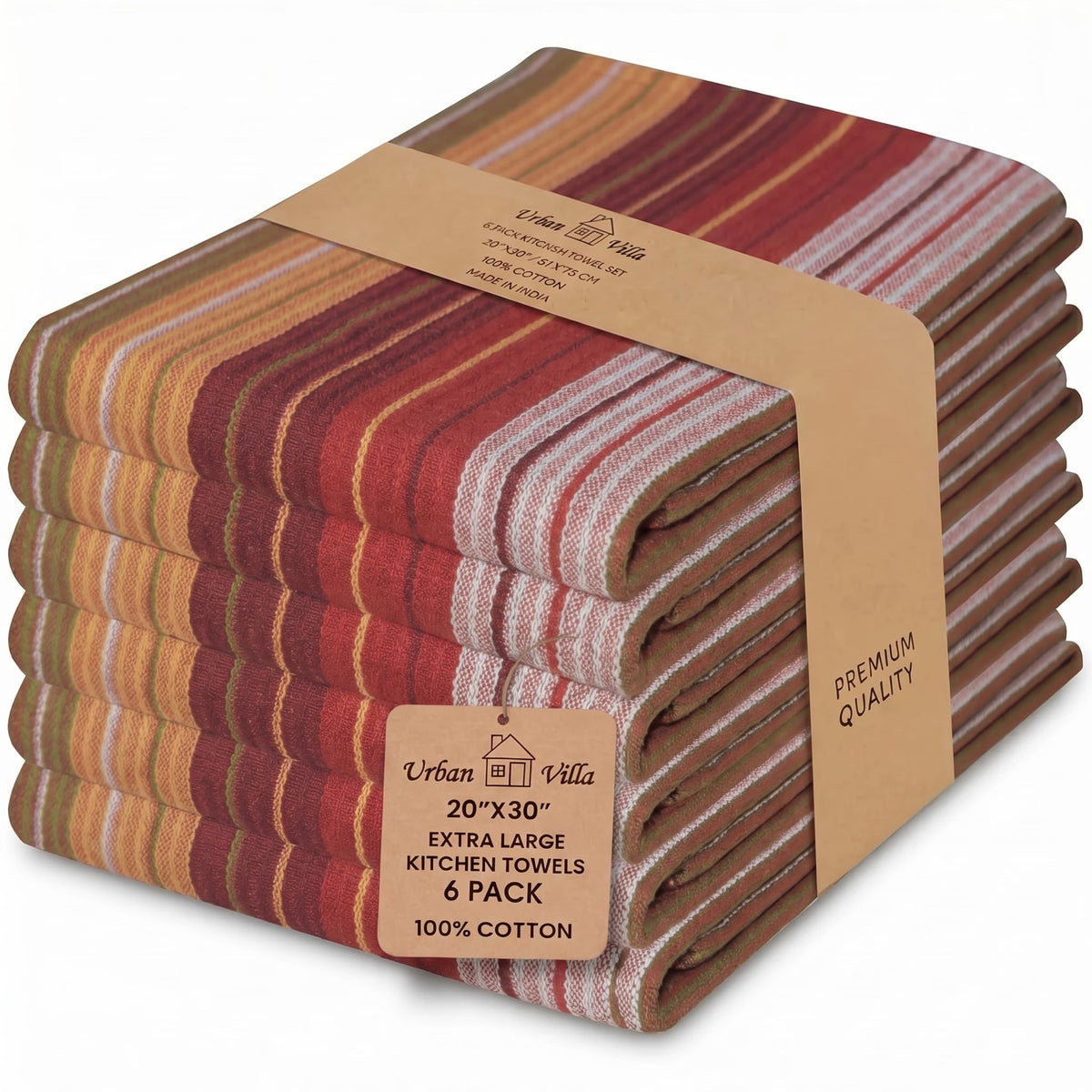 Urban Villa Kitchen Towels Cotton Dish Towels 12”x12” (Set of 8) Grey White