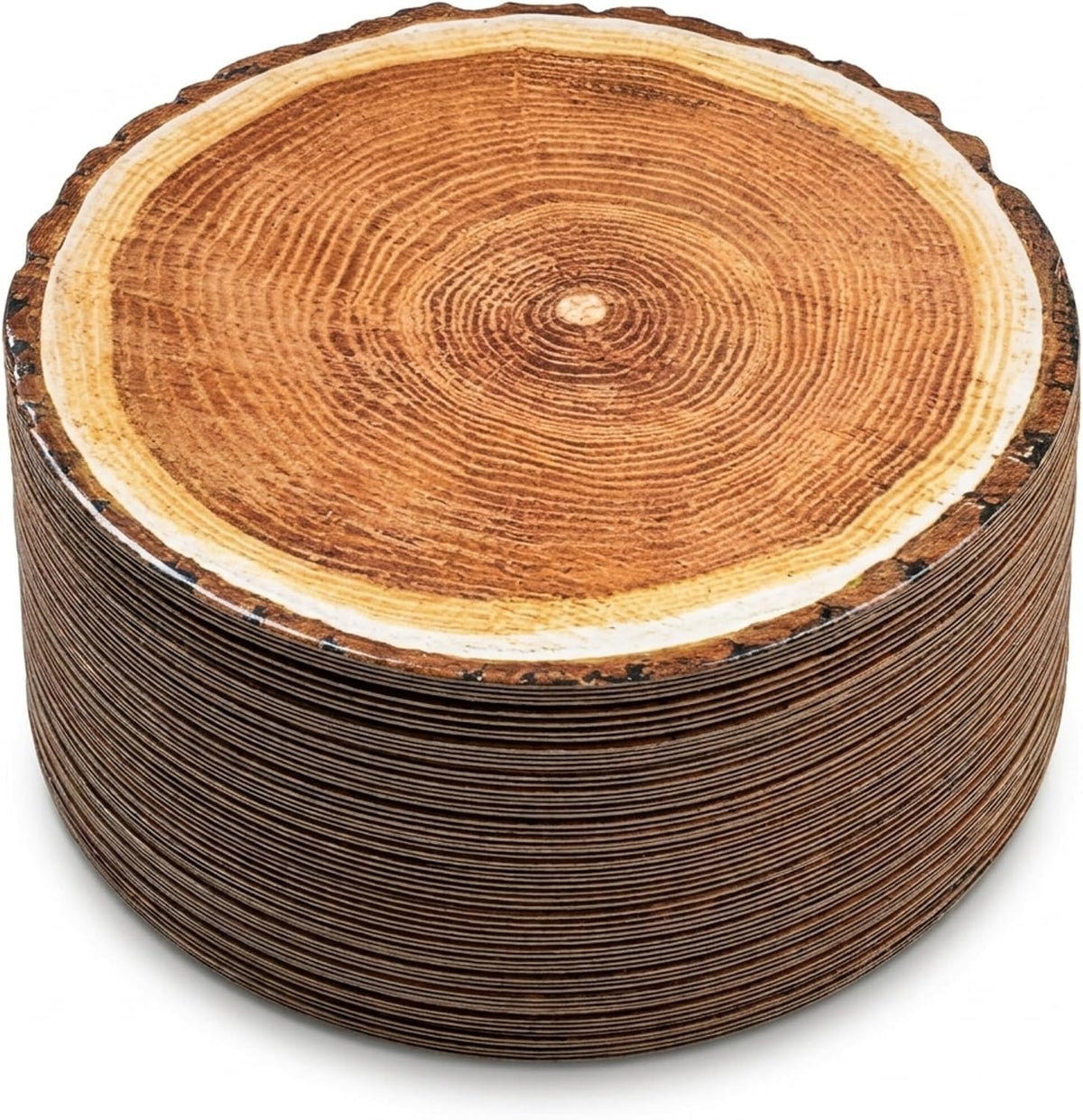 100 Rustic Wood Slice Paper Placemats 13.5 Inch Round Disposable Mats