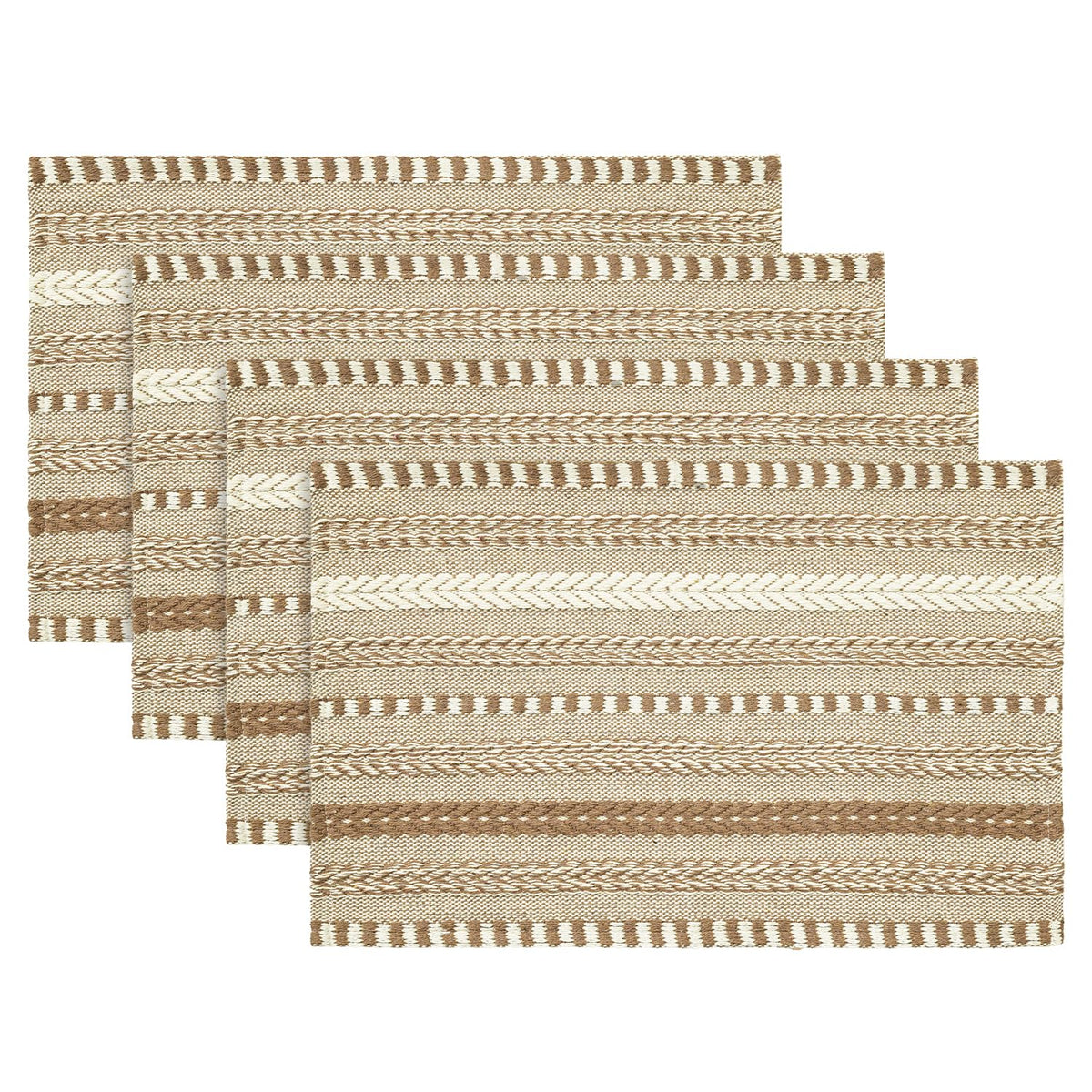 Artoid Mode Caramel Woven Braided Stripe Placemats Set of 4-12x18 Inch