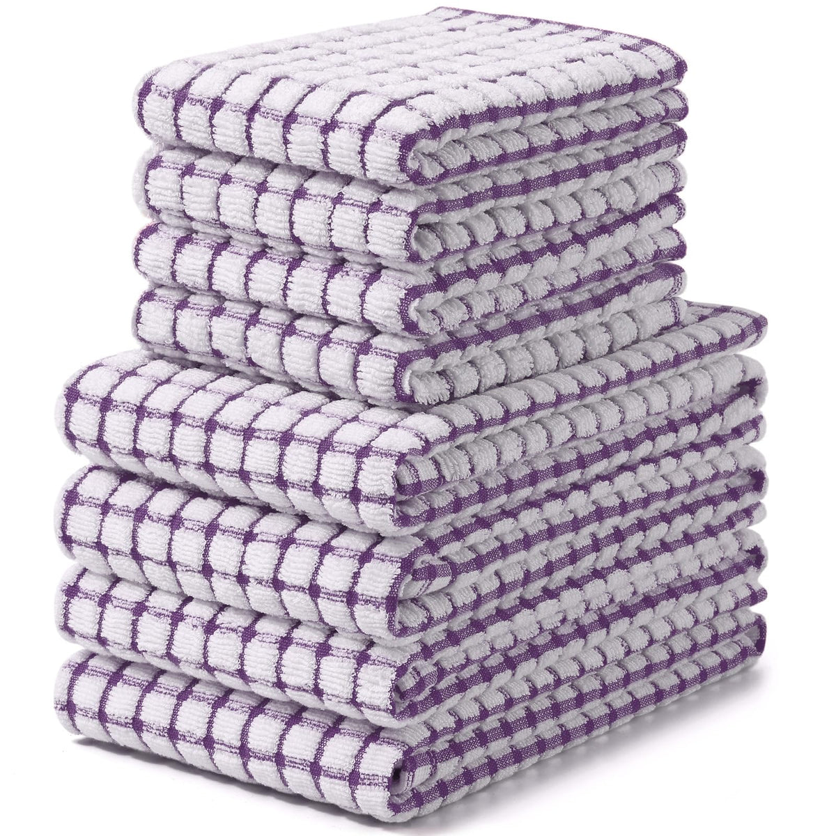 Homaxy Cotton Terry Kitchen Towels and Dishcloths Set of 8, Mixed Color