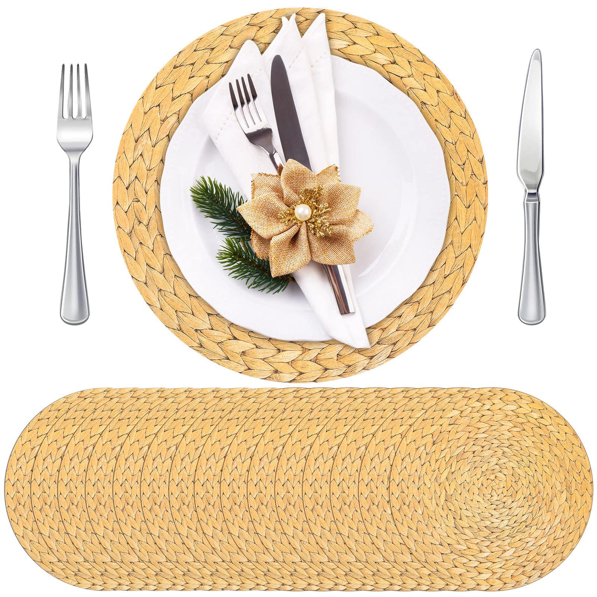 TaoBary 50 Pcs Disposable Wood Slice Grain Paper Placemats Bulk