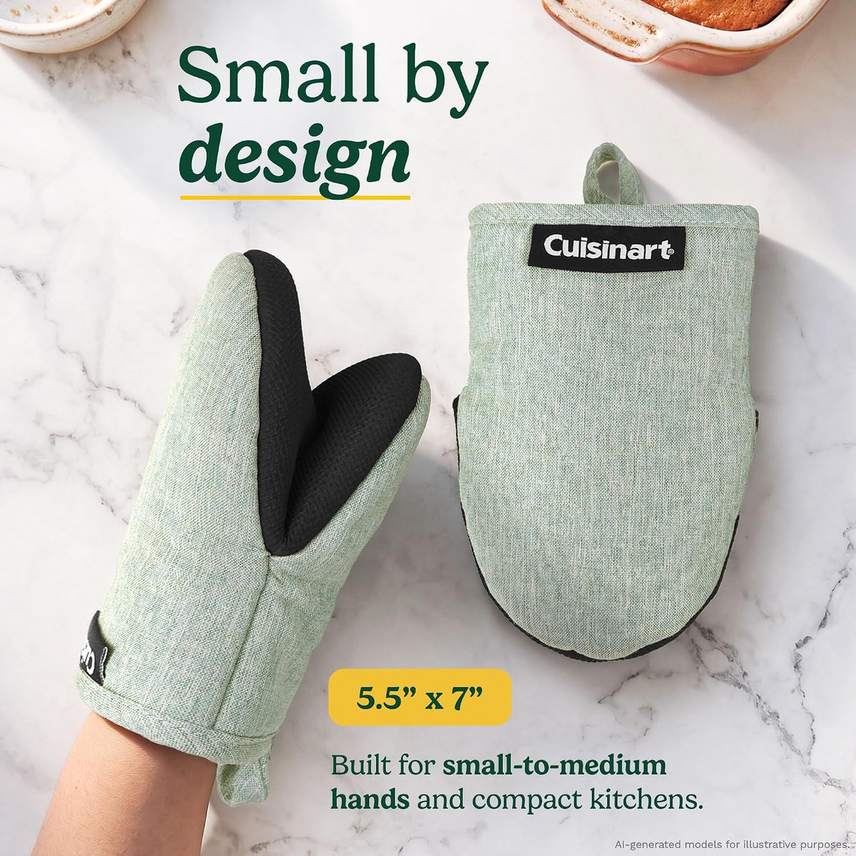 Cuisinart Mini Oven Mitts, 2-Pack, Neoprene Grip, Heat Resistant 350F
