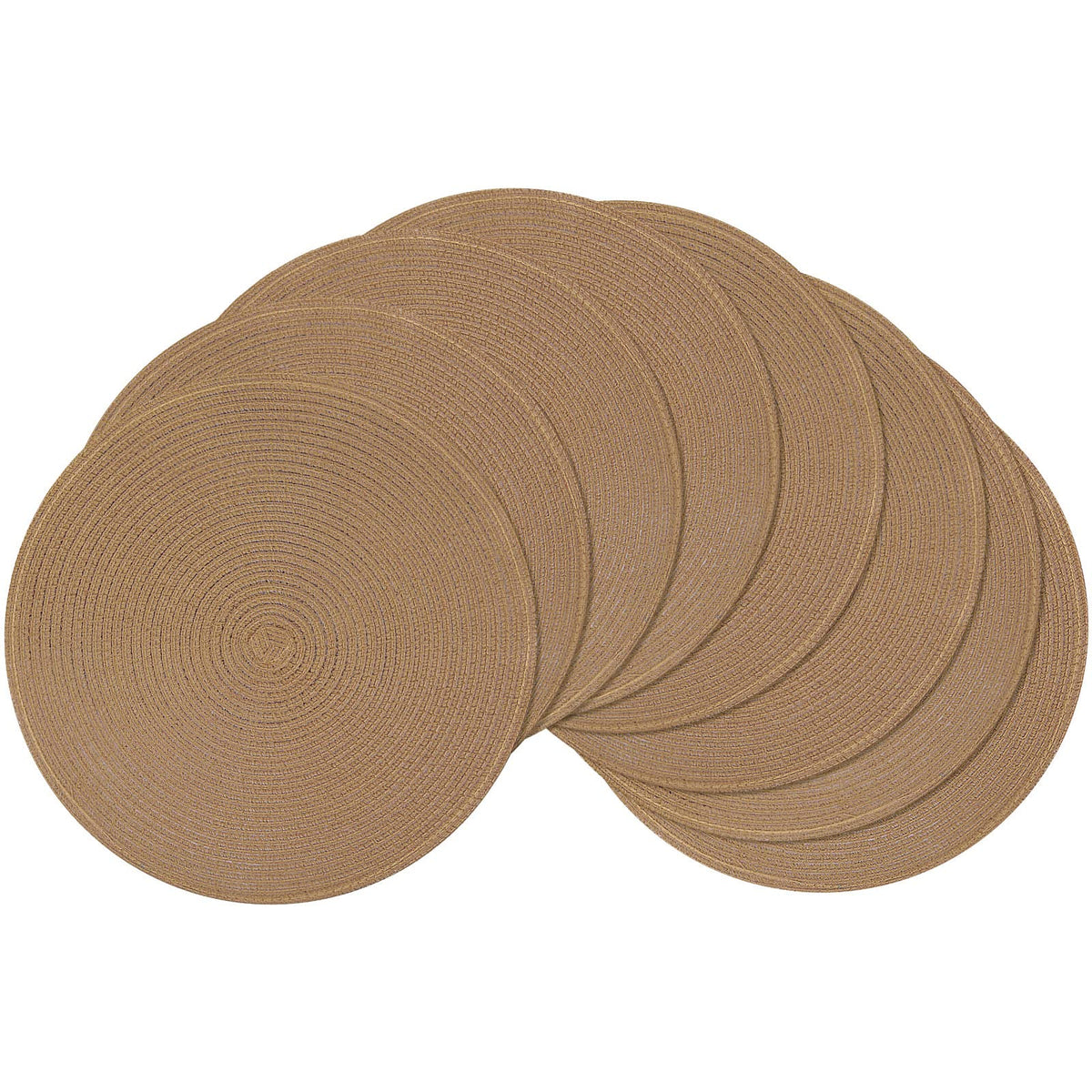 SHACOS Round Braided Placemats Set of 4 Washable Place Mats for Dining Tables 15 inch Non Slip Kitchen Table Mats (Beige, 4)