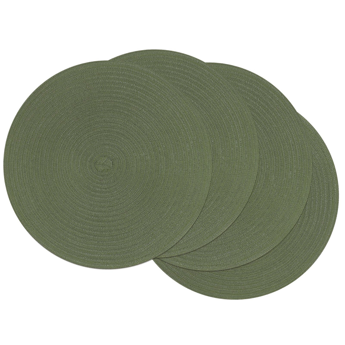 SHACOS Round Braided Placemats Set of 4 Washable Place Mats for Dining Tables 15 inch Non Slip Kitchen Table Mats (Beige, 4)