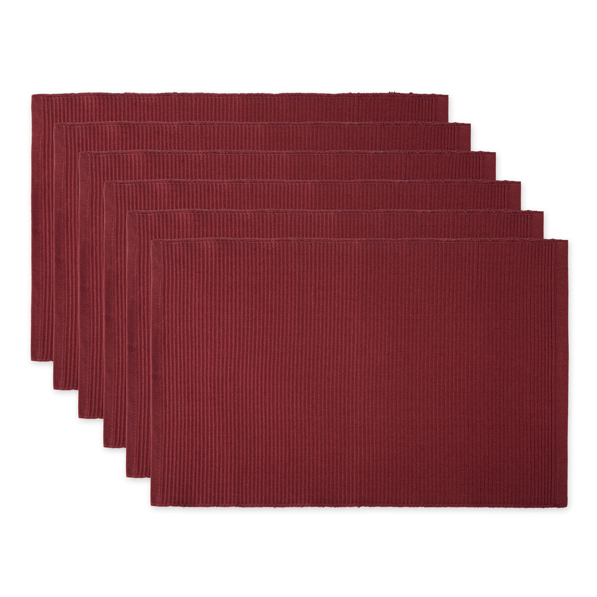 DII Basic Everyday Ribbed Tabletop 100% Cotton, Placemat Set, 13x19, Dark Brown, 6 Piece