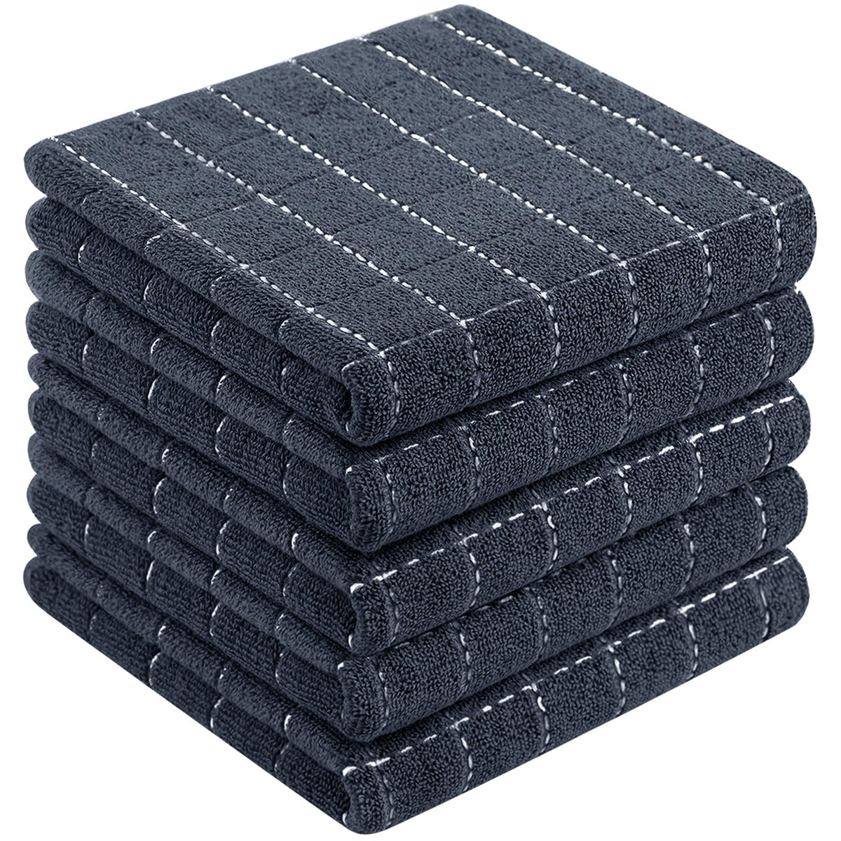 Homaxy 100% Cotton Terry Kitchen Towels, 2 Pack, Black