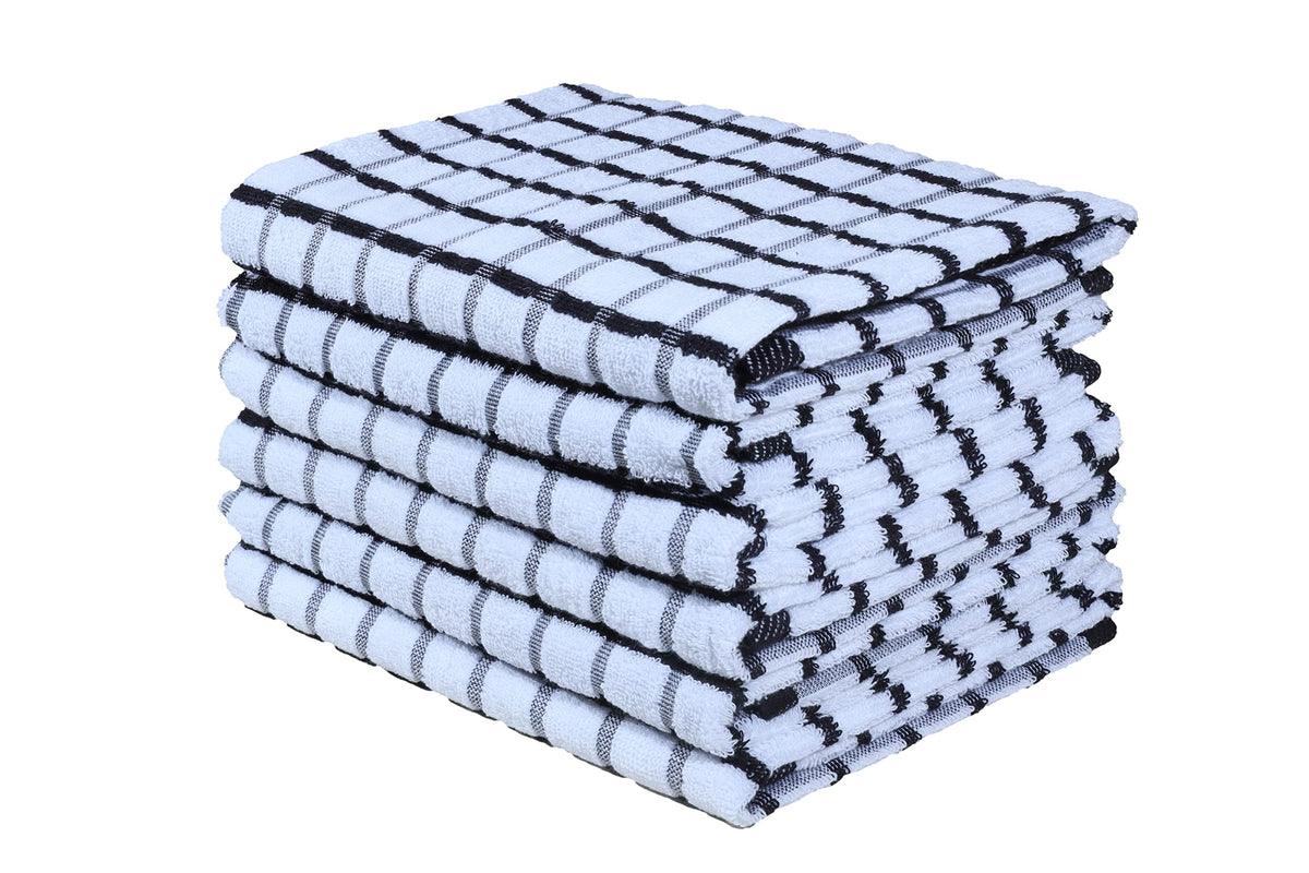 Urban Villa Kitchen Towels Cotton Dish Towels 12”x12” (Set of 8) Grey White