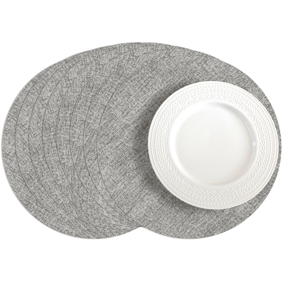 Romanstile Faux Leather Vinyl Placemats Set of 6, Beige
