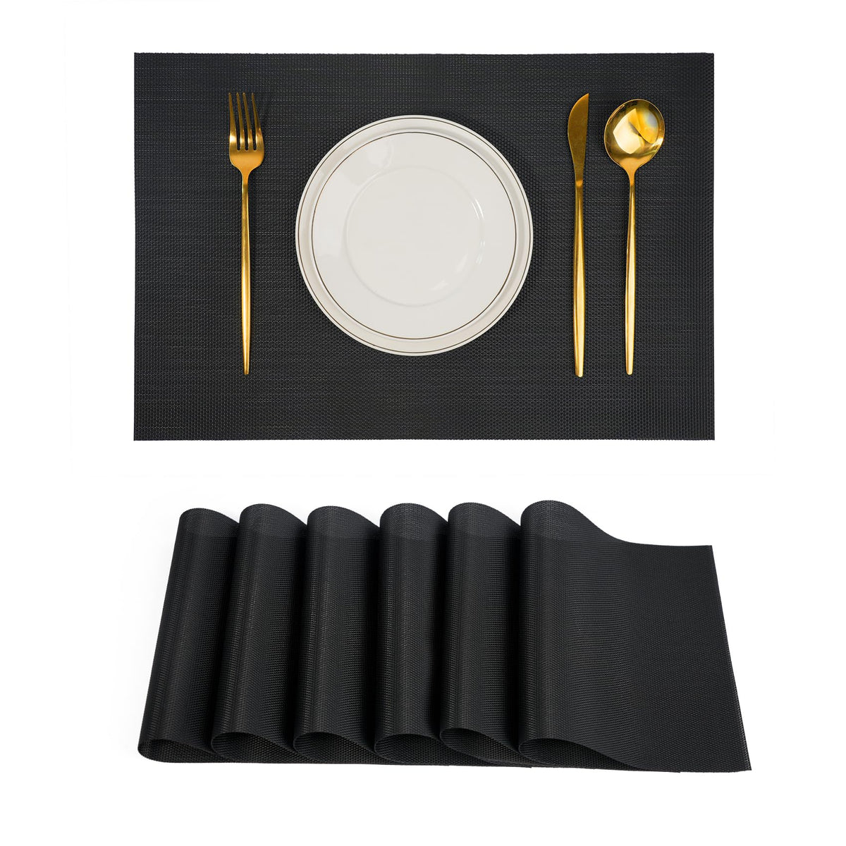 Placemats Set of 8，Non-Slip PVC Weave Table Mats Easy to Clean，Heat Resistant Place Mats for Kitchen Dining Table Decoration Indoor Outdoor，Beige