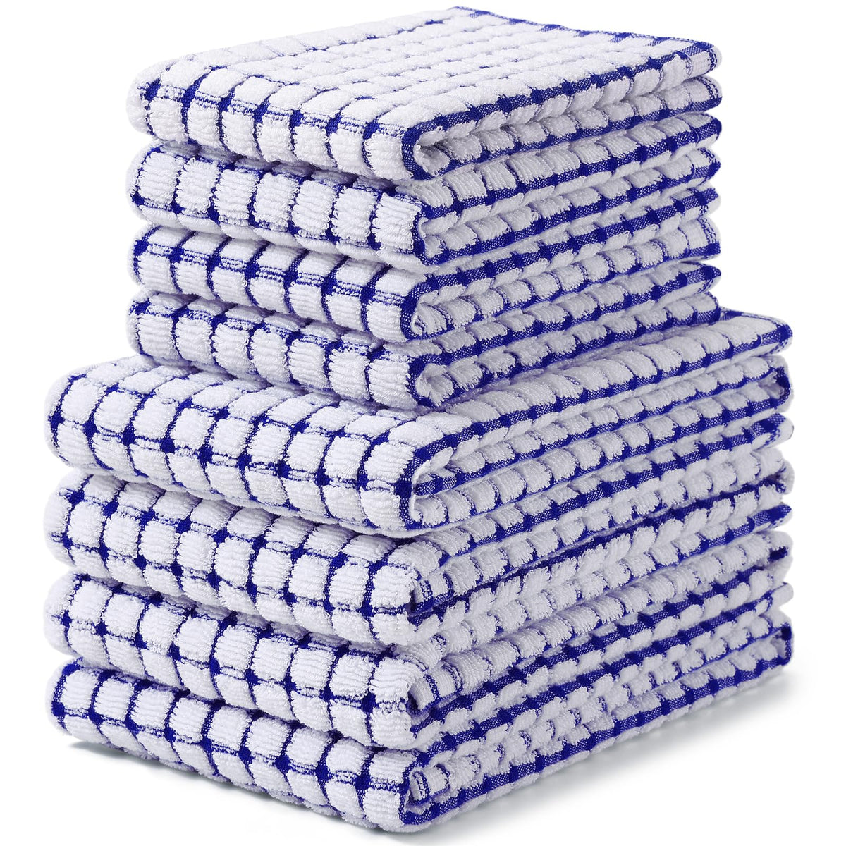 Homaxy Cotton Terry Kitchen Towels and Dishcloths Set of 8, Mixed Color