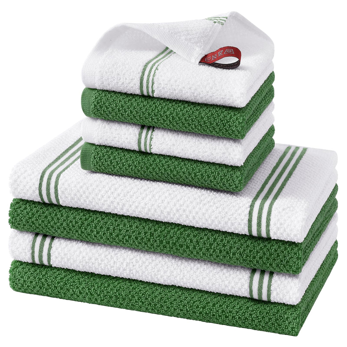 Homaxy Dual Design Kitchen Towels and Dishcloths Set, 8 Pack, Dark Grey