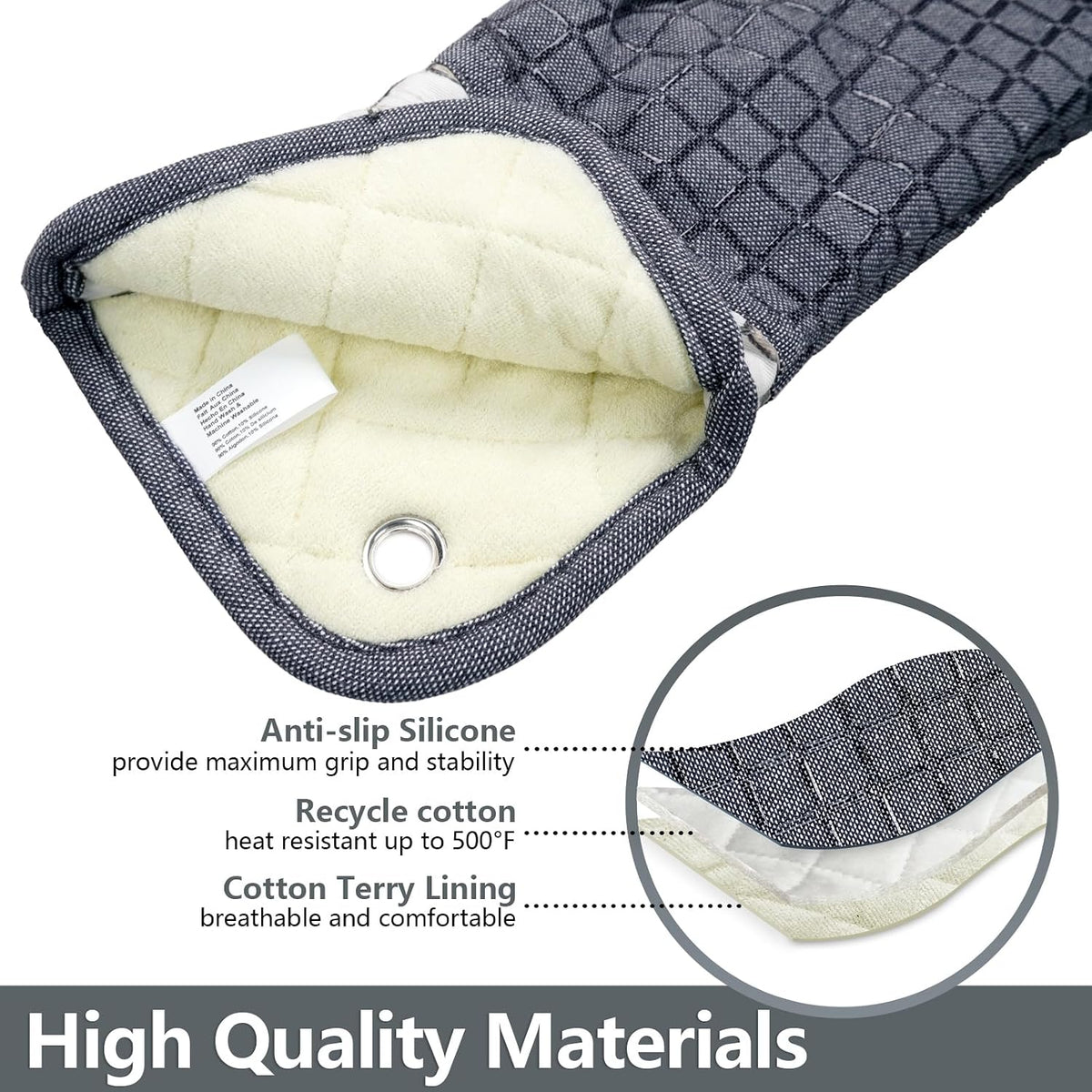 Silicone Printing Oven Mitts Heat Resistant to 500 Degree