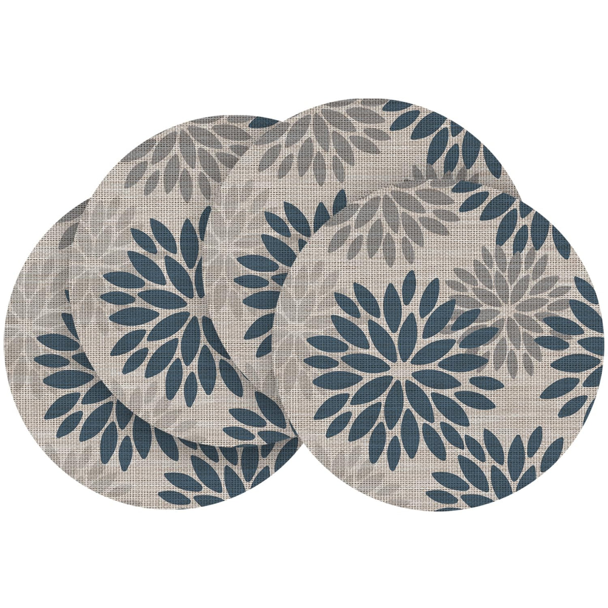Artoid Mode Floral Vinyl Placemats Set of 4, 12x18 Inch Washable Non-Slip Plastic Vinyl Place Mats for Party Kitchen Dining Decor, Brown