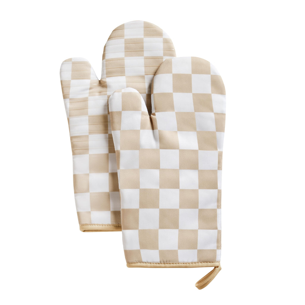 Ohocut Navy Blue Checkered Oven Mitts Heat Resistant, Vintage Retro Checkerboard Cute Oven Mitts, Non-Slip Silicone Kitchen Oven Gloves, 2-Pack Set, 7''x13''