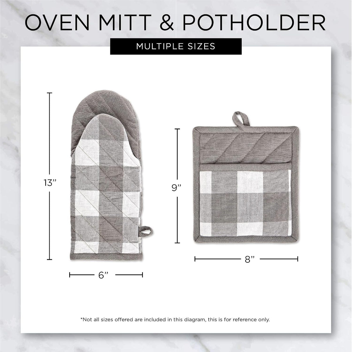 DII Buffalo Check Kitchen Collection, Classic Farmhouse Kitchen Set, Oven Mitt, Black & White, 2 Piece