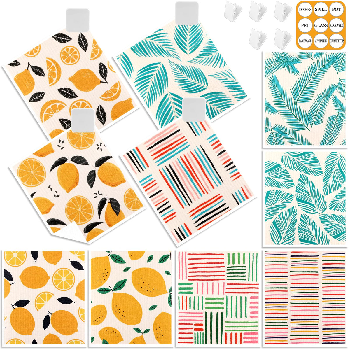 Lucomb Swedish Dish Cloths for Kitchen | 6-Pack Super Absorbent Washable Cleaning Cloths Reusable Paper Towels| Quick-Drying Sponge Wipes No Odor for Party Home Housewarming Kitchen Cleaning
