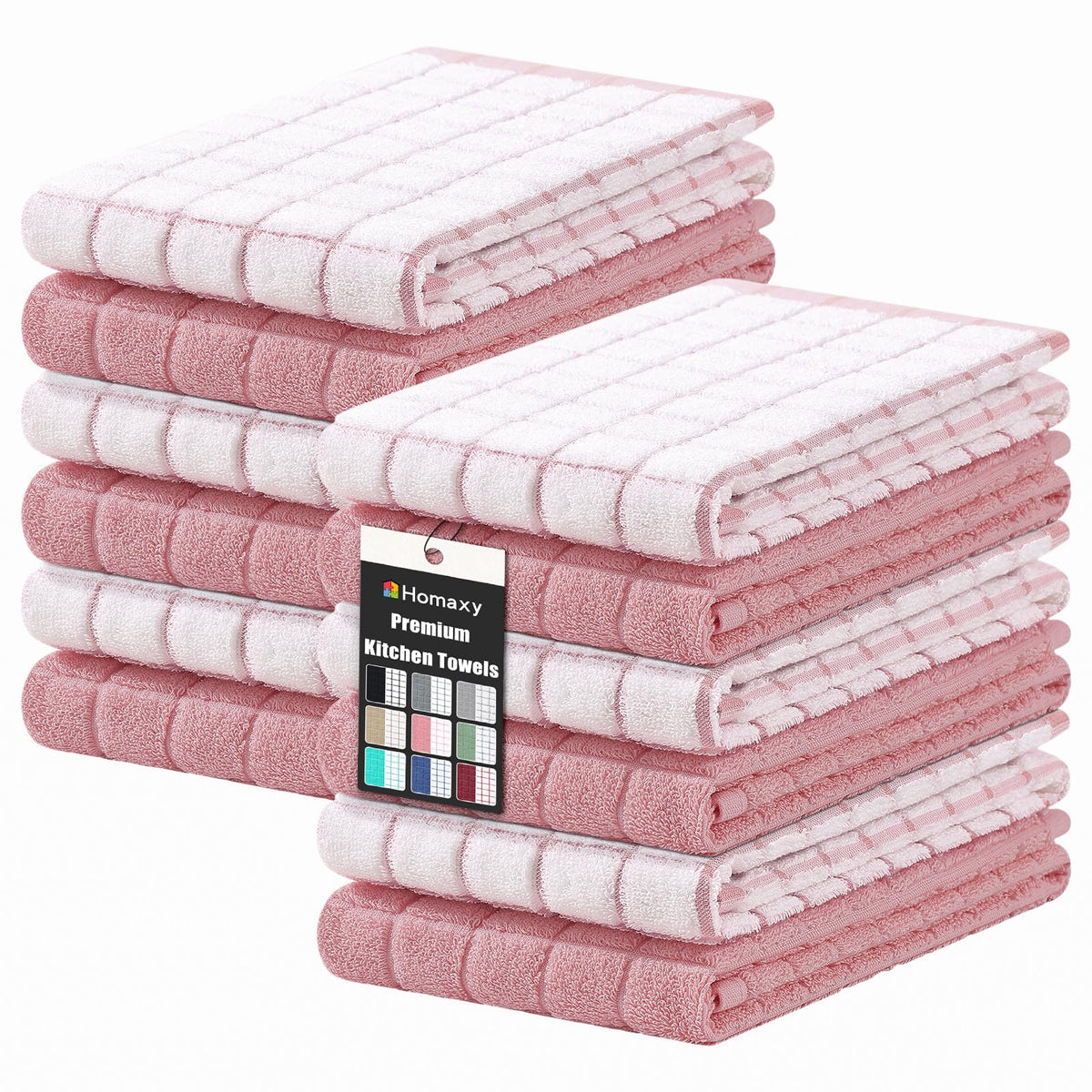 Homaxy Large Premium Cotton Kitchen Towels 16"x 28", 6 Pack, Grey