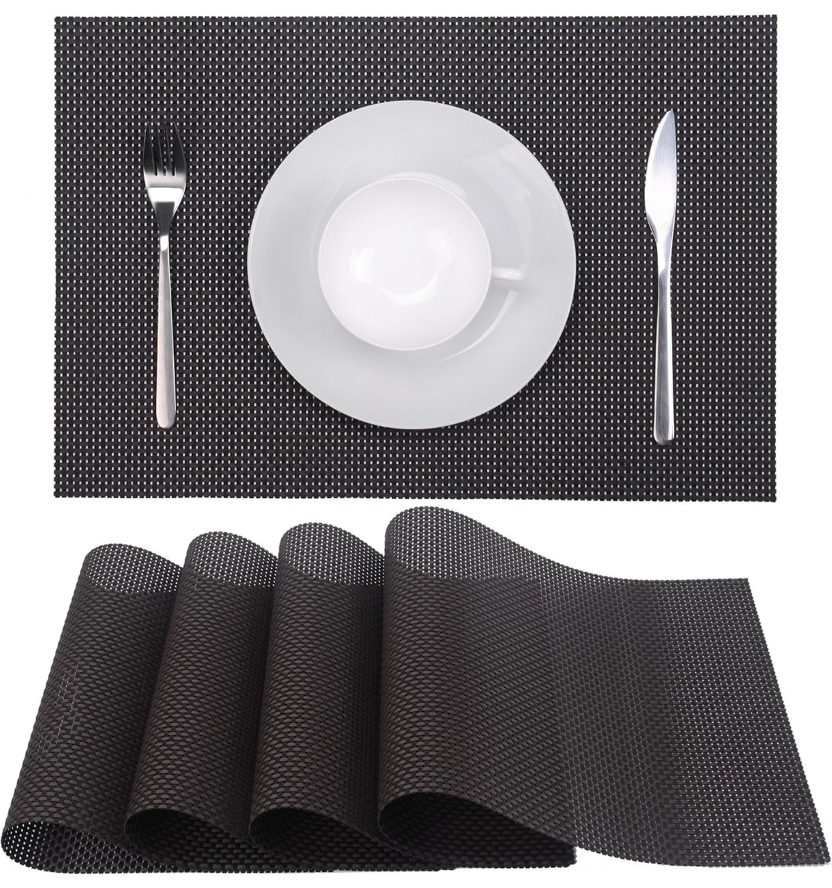 Zupro Pink Placemats Set of 4 Woven PVC 18"x12" for Indoor Outdoor Usage