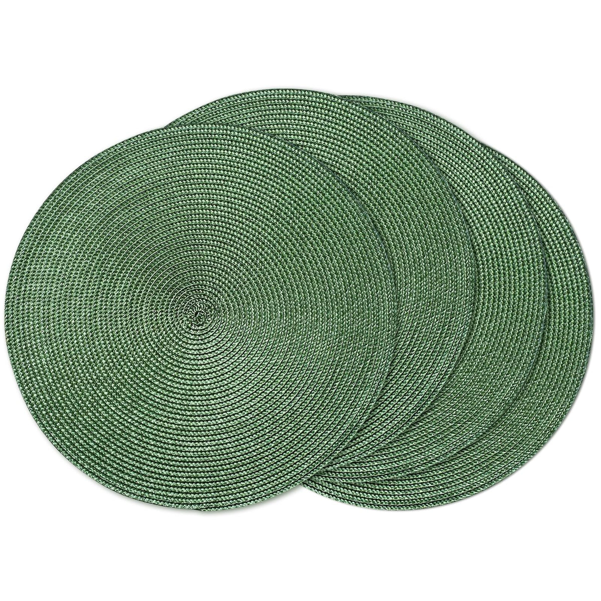 AHHFSMEI Round Placemats Set of 6 Heat Resistant Washable Non-Slip Woven Braided Table Mats for Dining Table Kitchen & Home Decor (Black)
